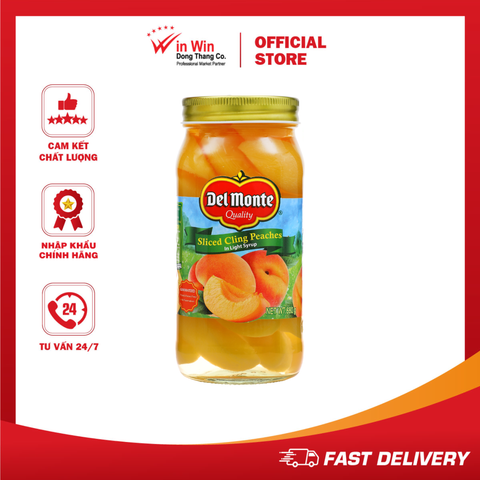 Đào Cắt Lát Ngâm Đường Del Monte 680g - Thương Hiệu Mỹ, SX China | Del Monte Sliced Cling Peaches in Light Syrup 680g