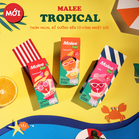 Nước Ép Hỗn Hợp Dâu Tây Và Nho Trắng Malee Tropical 180ml (Thái Lan)