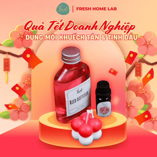  [Quà Tặng Doanh Nghiệp] Dung môi khuếch tán, Tinh dầu, Kèm đồ trang trí - Fresh Home Lab 