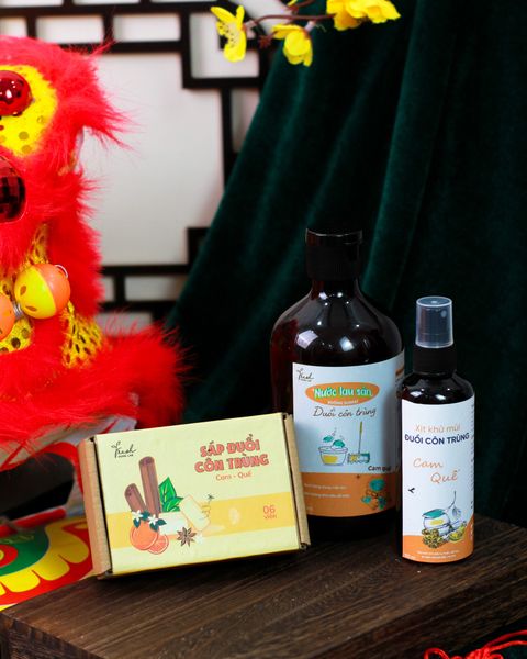  Combo Chăm sóc nhà cửa - Đuổi côn trùng - Nước lau sàn, Sáp thơm và Bình xịt khử mùi tinh dầu. 