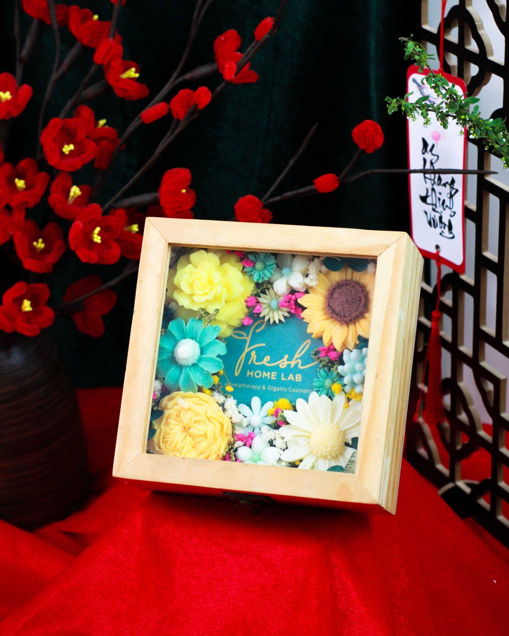  [Quà Tặng Doanh Nghiệp] Hộp hoa sáp thơm 4 mùa, Có thể in logo và tên người nhận - Fresh Home Lab 