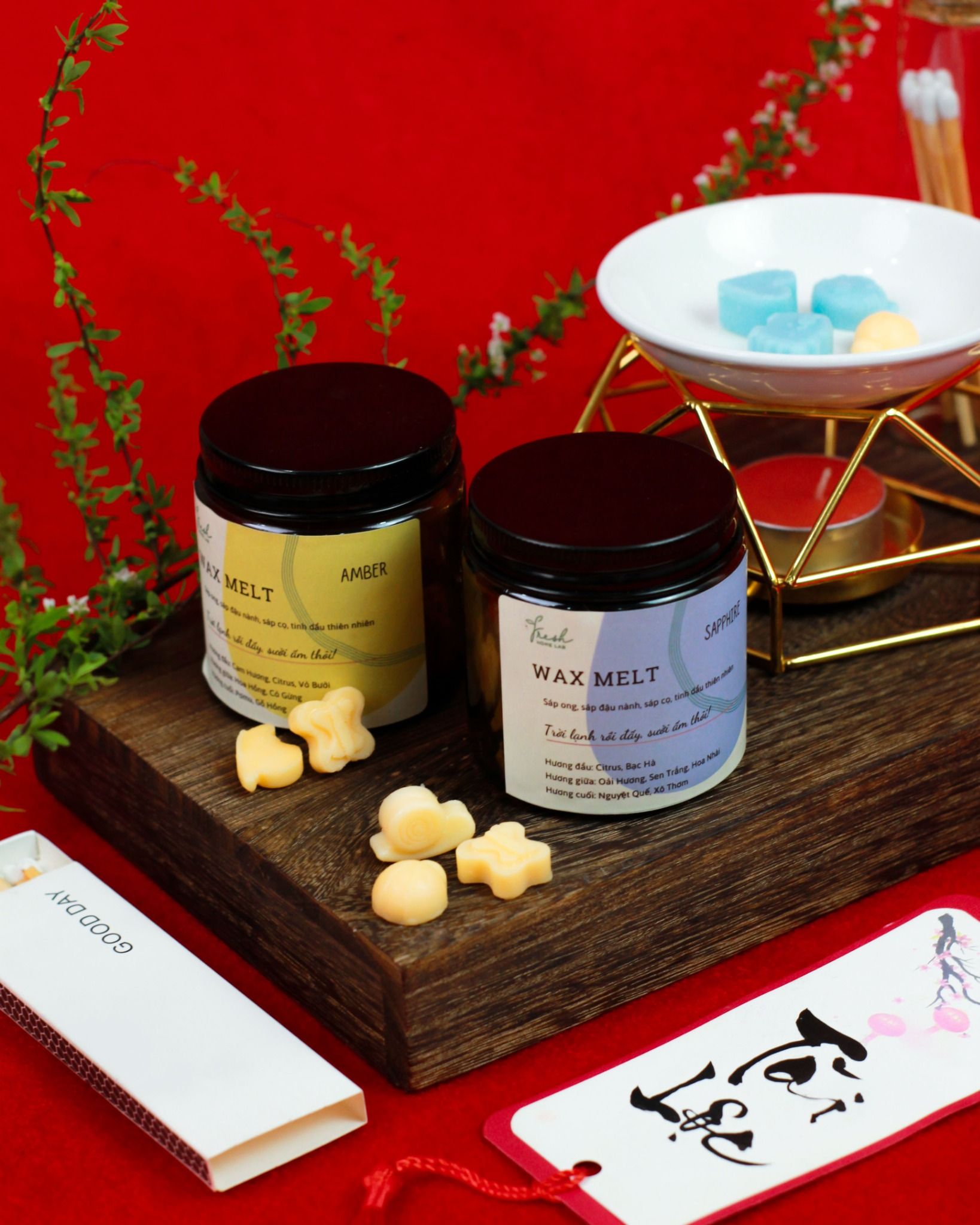  [Quà Tặng Doanh Nghiệp] Set 2 Hộp Wax Melt Sáp thơm tan chảy tinh dầu thiên nhiên - Fresh Home Lab 