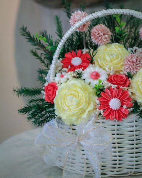  [SIZE TRUNG] Giỏ Hoa Sáp Thơm 