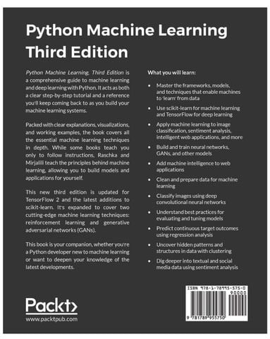  Python Machine Learning: Machine Learning and Deep Learning with Python, scikit-learn, and TensorFlow 2, 3rd Edition 