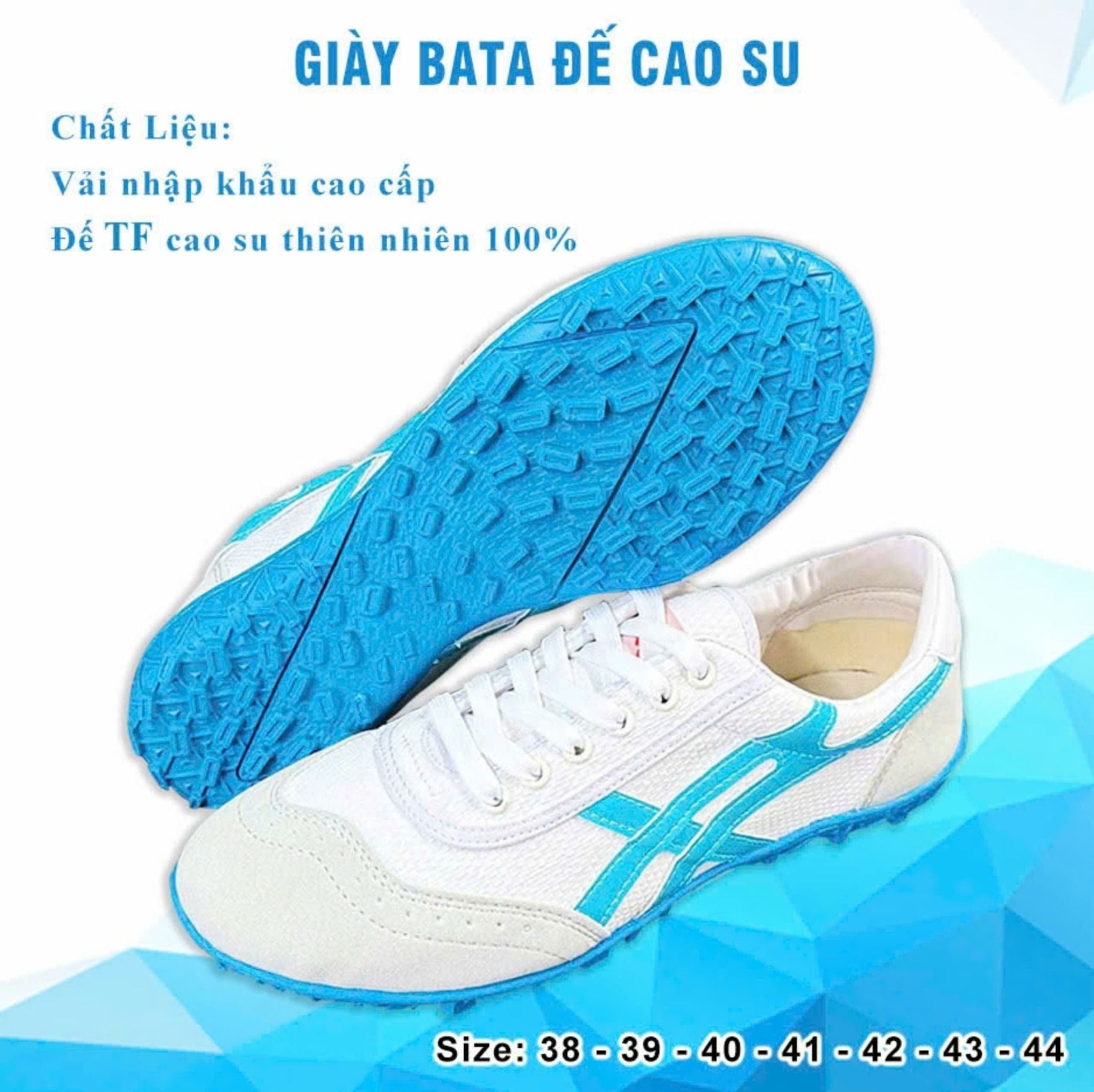  Giày Bata ráp đế cao su - Giày đá bóng sân cỏ nhân tạo 