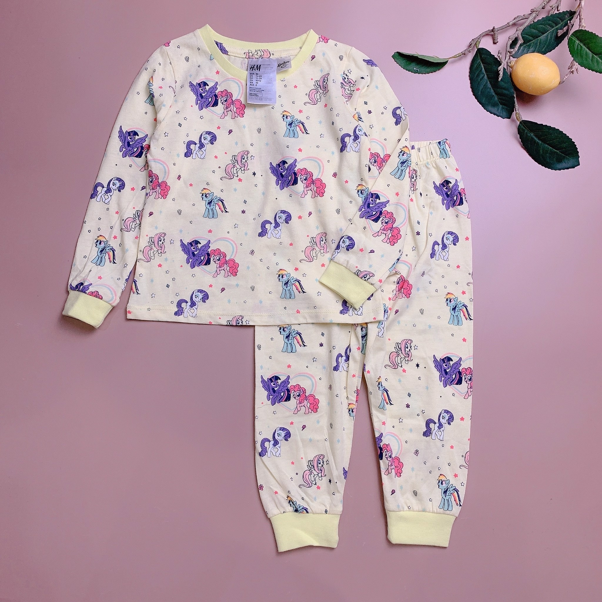 Bộ cotton HM dài tay vàng hình pony tràn BG