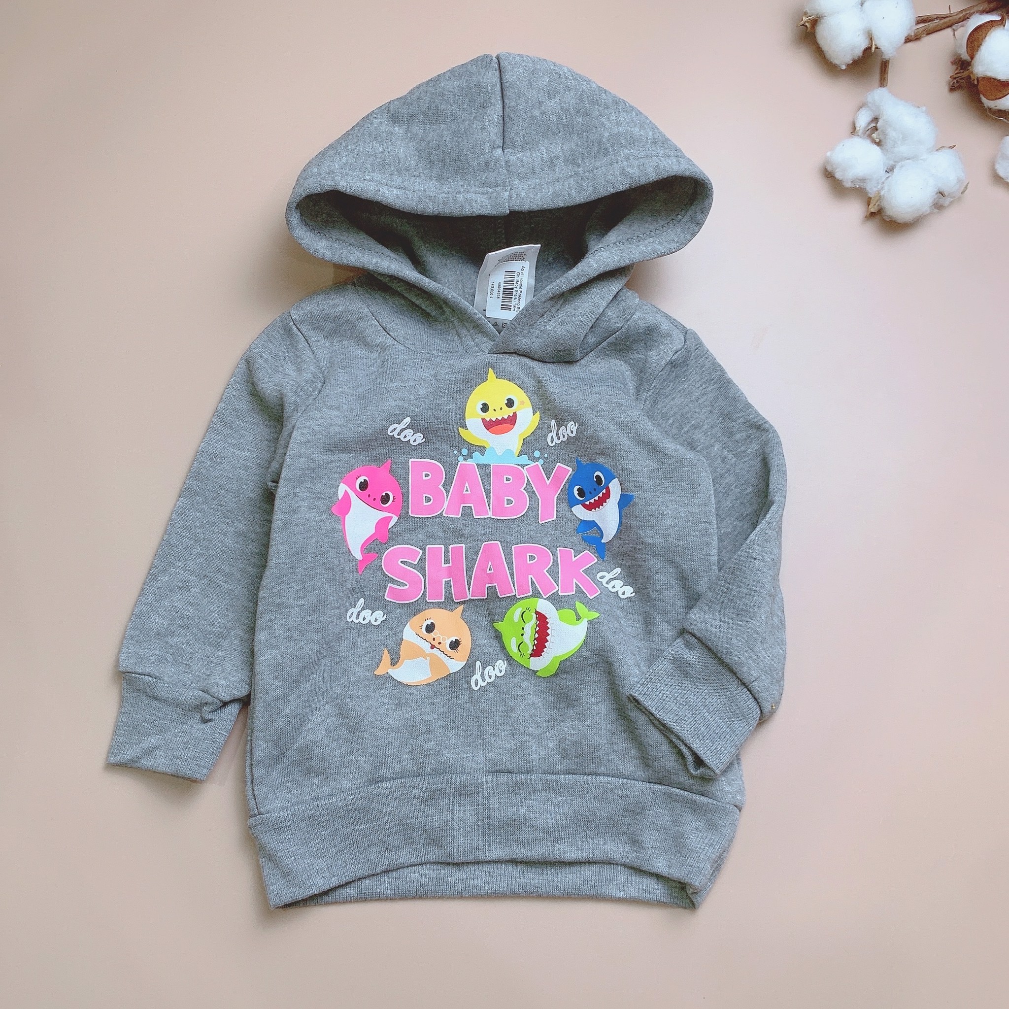 Áo nỉ Hoodie Pinkfong BG - màu ghi Baby Shark