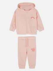 Bộ nỉ da cá Primark màu hồng cầu vồng in ngực Have A Lovely Day size 3 - 36m