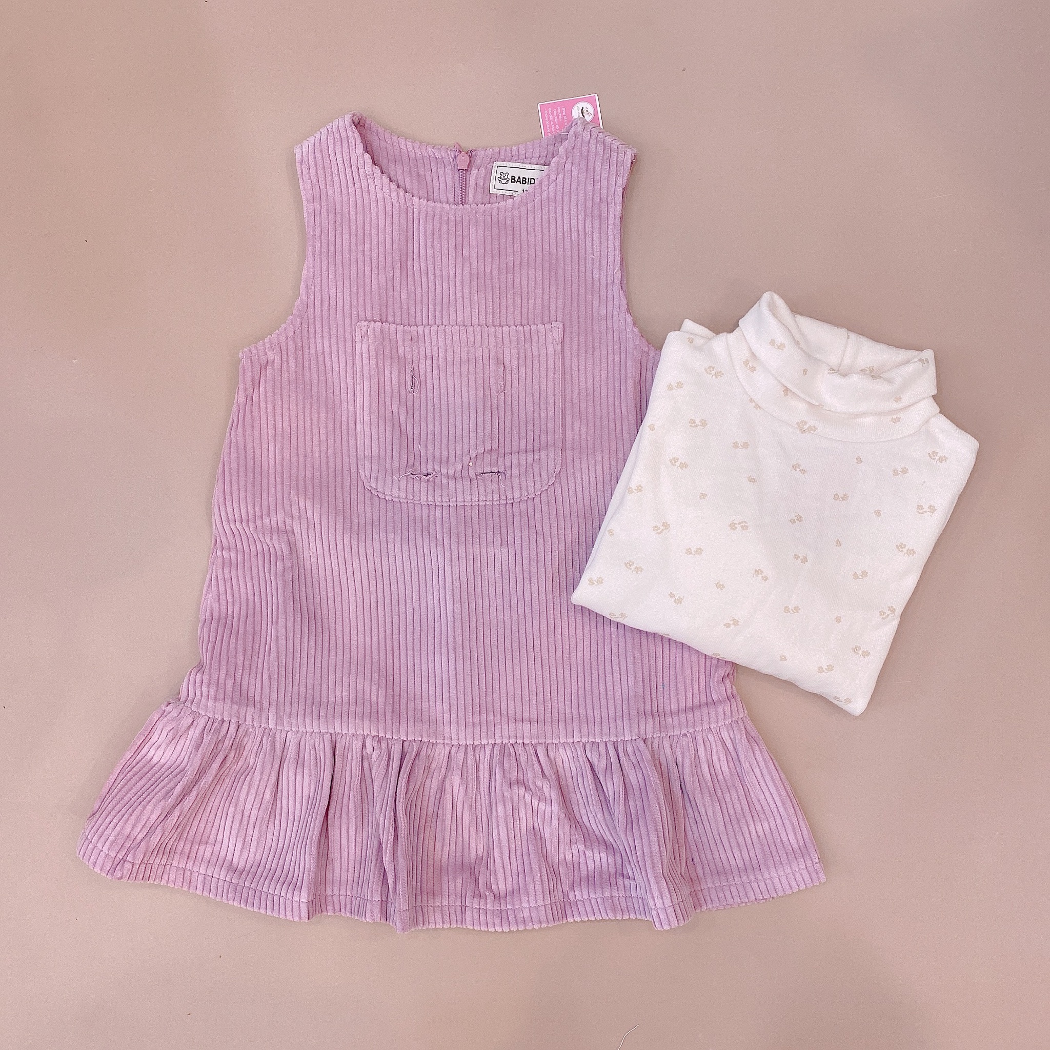 Váy yếm nhung Babidiboo màu tím đuôi cá size 100 - 140