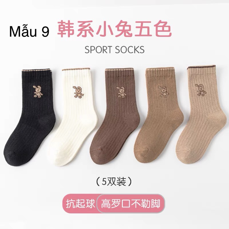 Set 5 tất Minliu Kids Socks nhiều hình Bé Gái size 2 - 12y