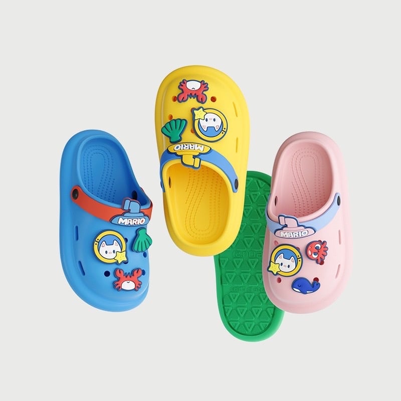 Sục nhựa Mario đính jibit hình mèo, động vật biển