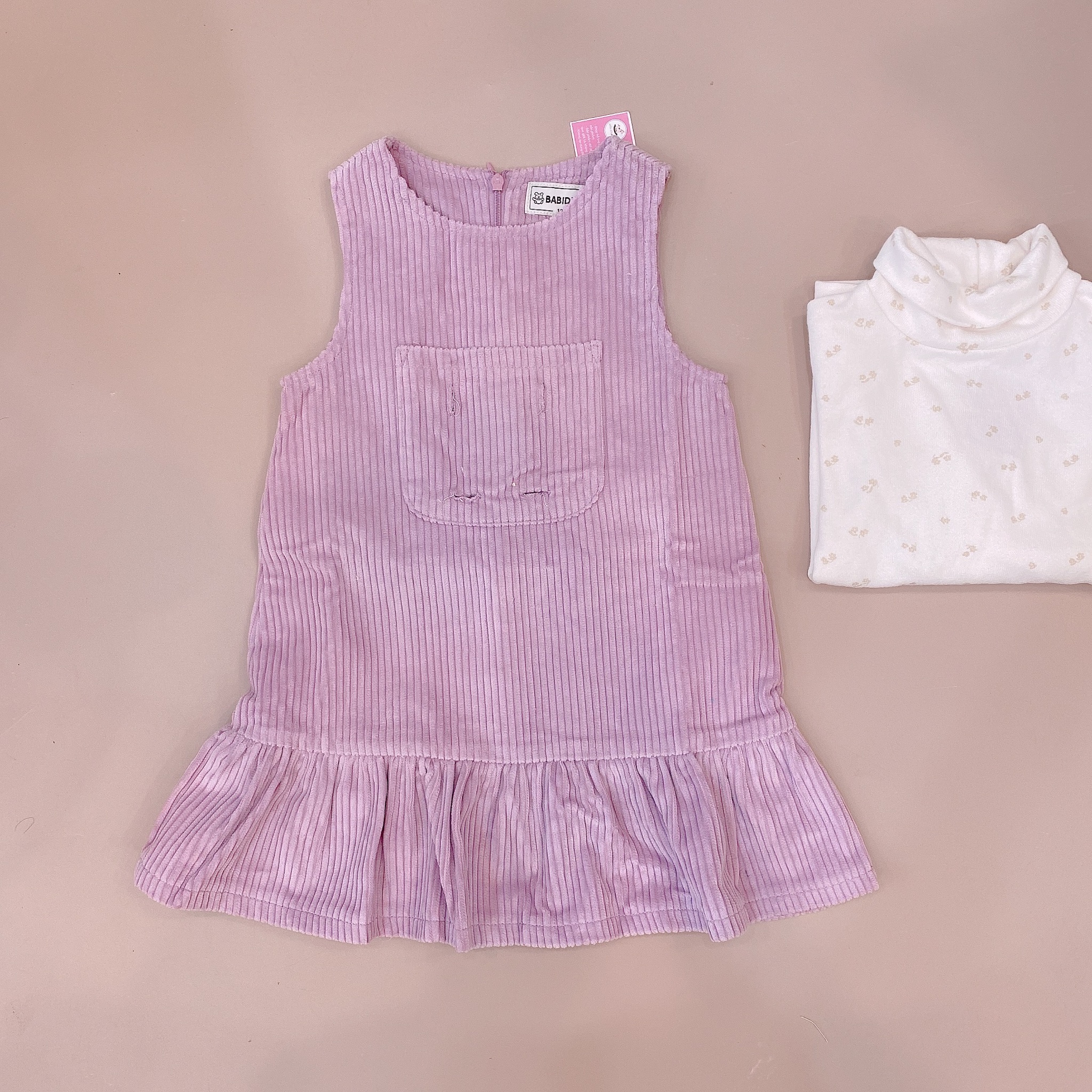 Váy yếm nhung Babidiboo màu tím đuôi cá size 100 - 140