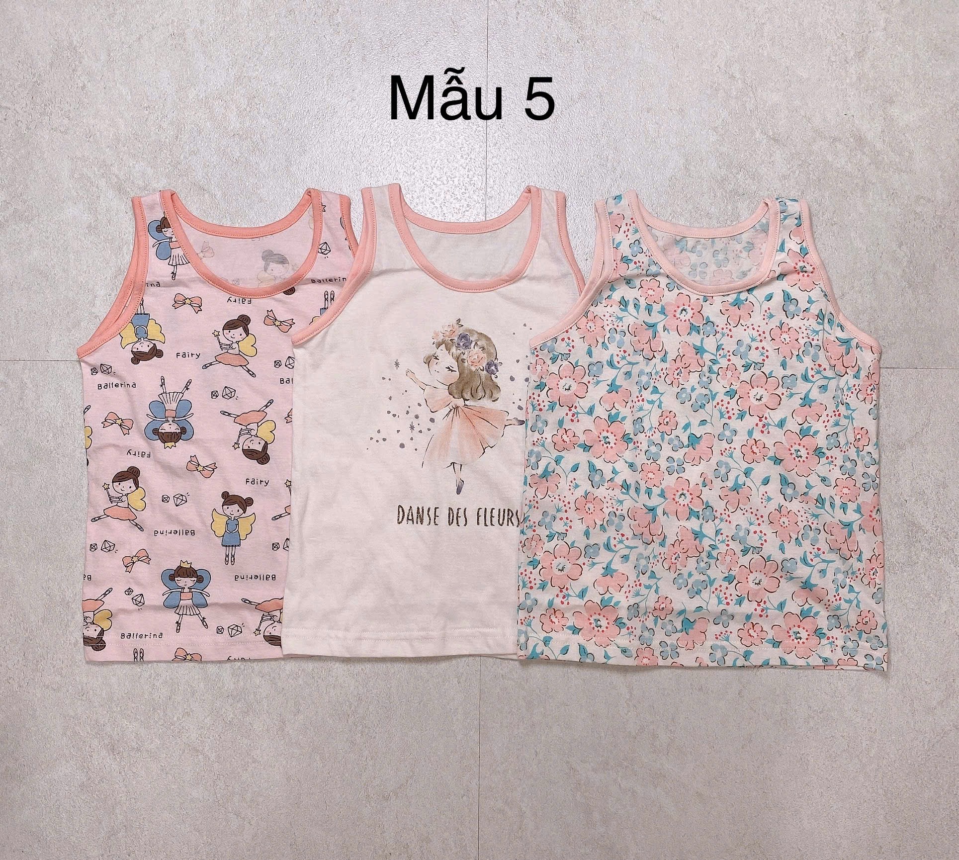 Set 3 áo sát nách MayKids cho Bé Gái size 55 - 85 ( 2 - 14y )