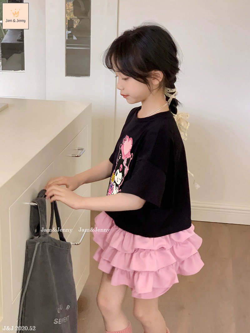 Set bộ Jam & Jenny áo đen Korumi + chân váy hồng BG size 2-12y