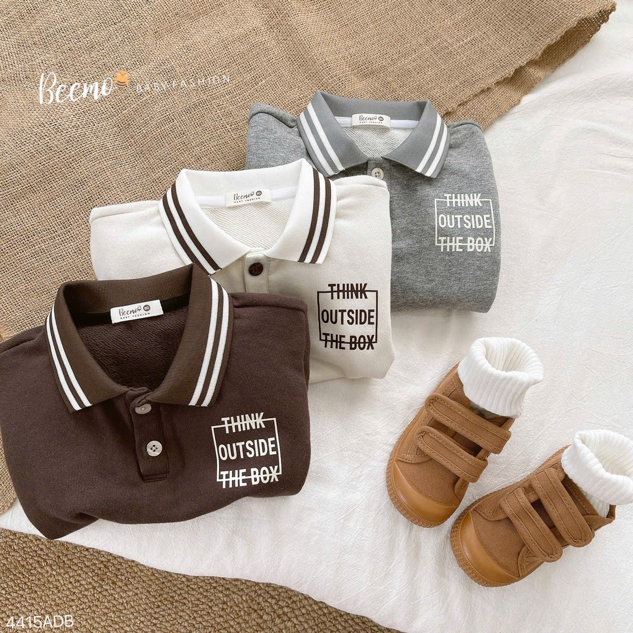 Áo da cá Beemo cổ đức Think Outside The Box 3 màu size 80 - 130