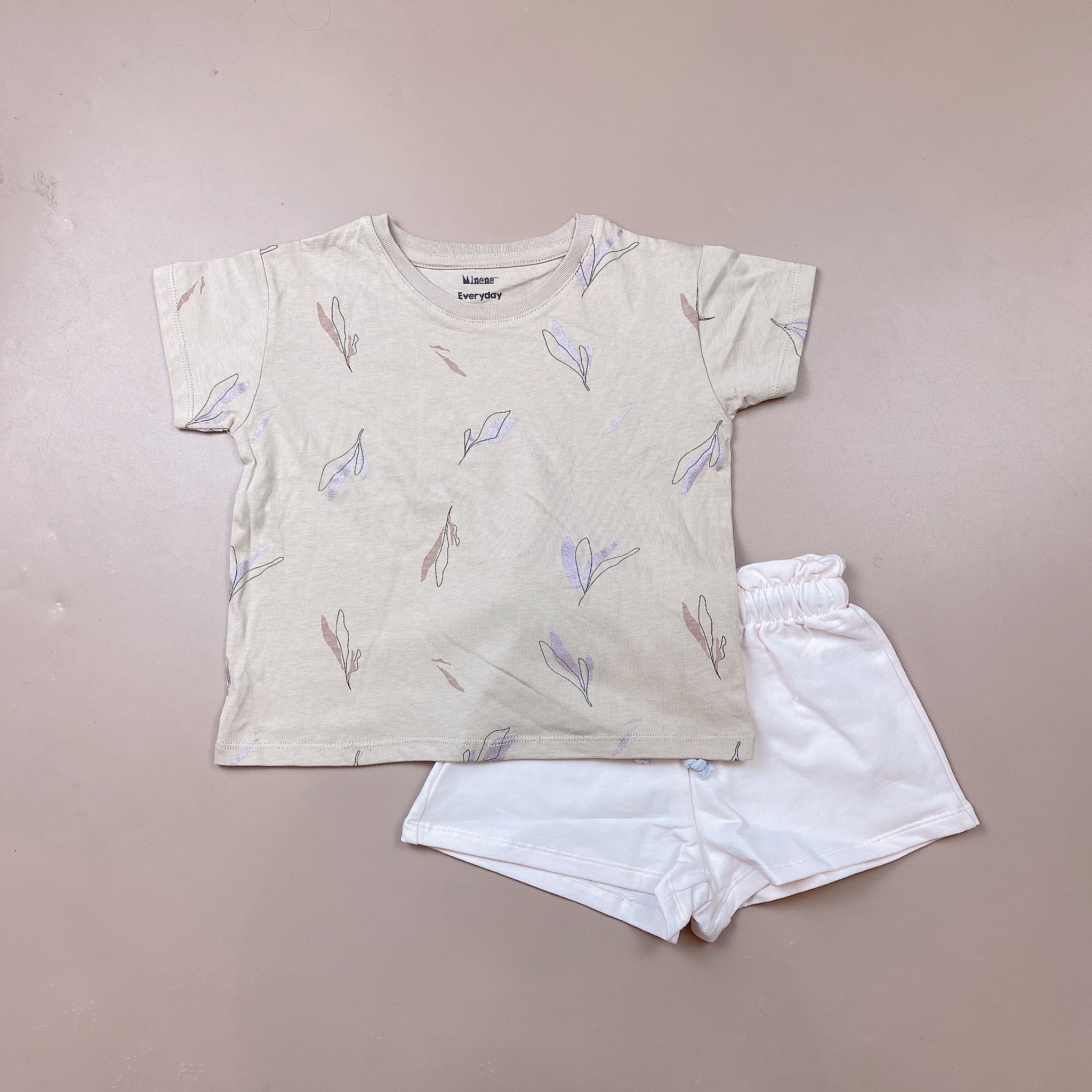 Bộ cotton Minene BG - áo be lá nhũ - nhiều màu quần size 2 - 7y