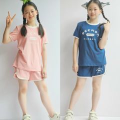 Bộ cotton Beemon Classic 2 màu hồng / navy size 120-160