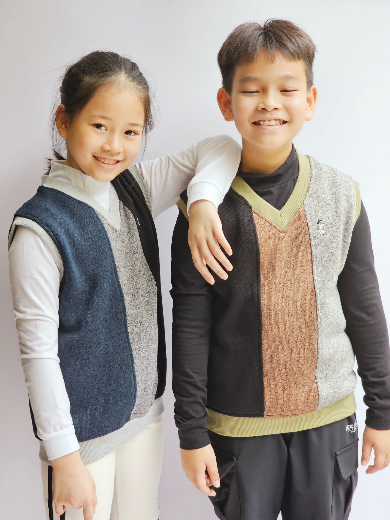 Áo gile nỉ len Bee Mon phối màu BTBG size 120-160