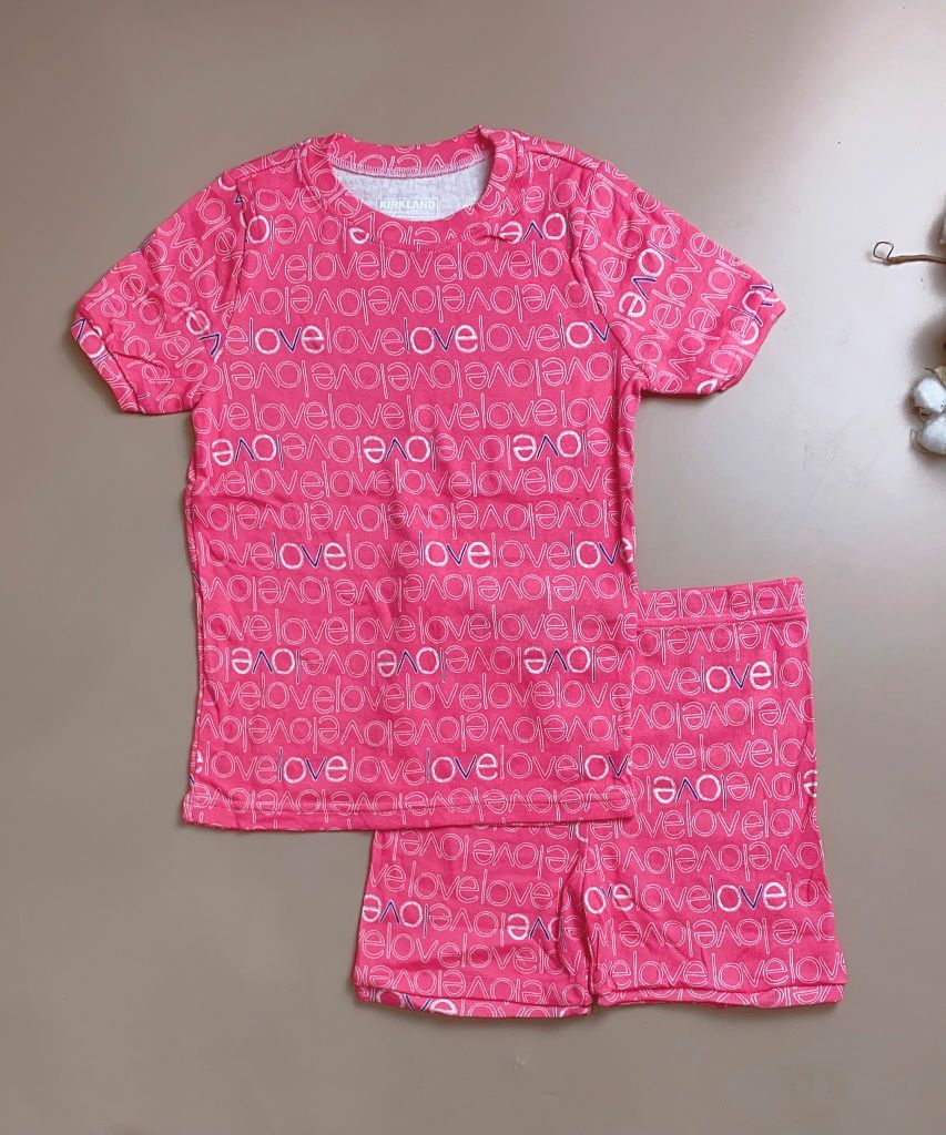 Bộ cotton Kirkland BG - màu hồng đỏ chữ LOVE