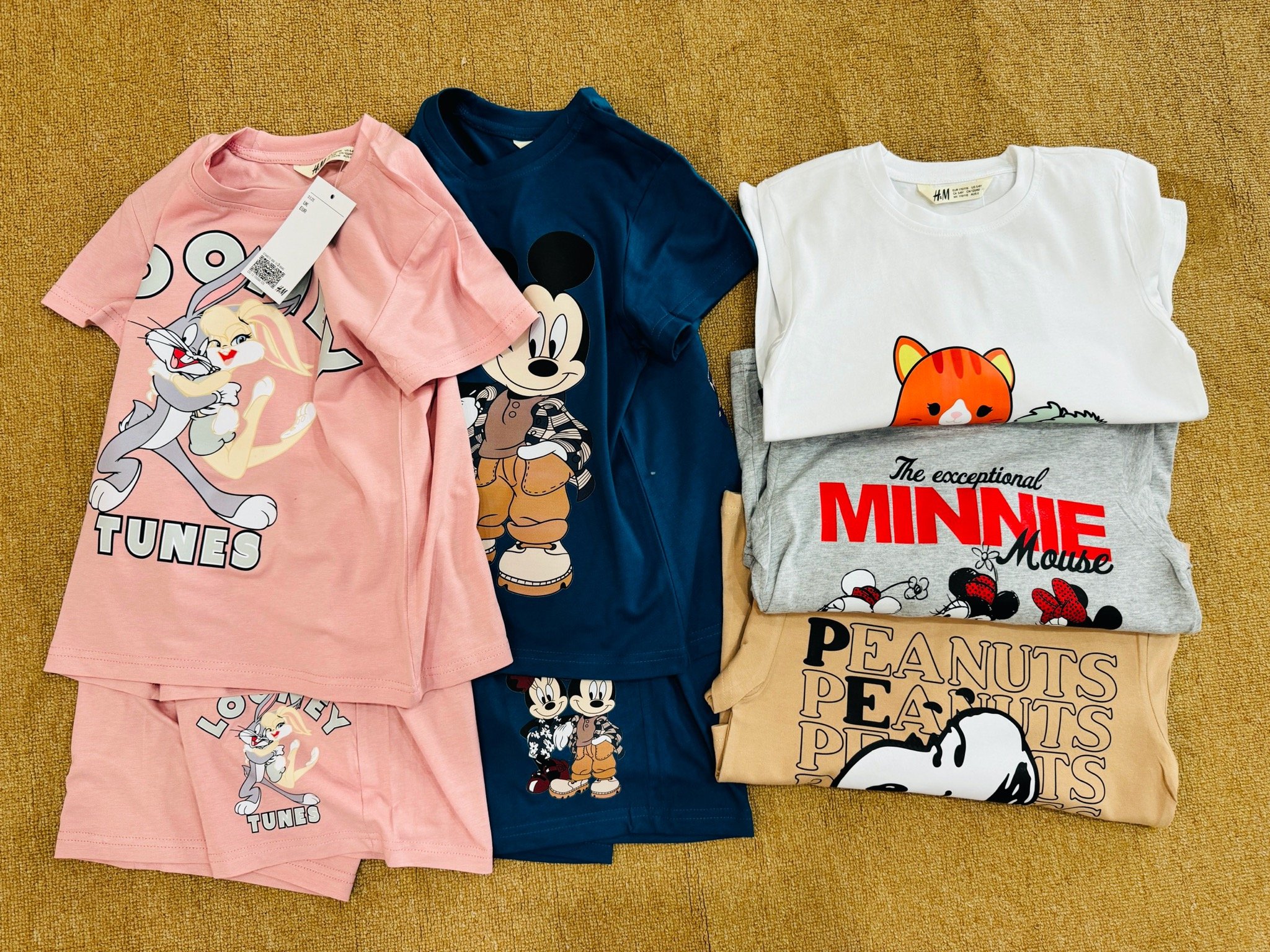 Bộ cotton HM vải dư SNOOPY MINNIE nhiều màu BG size 2-12y