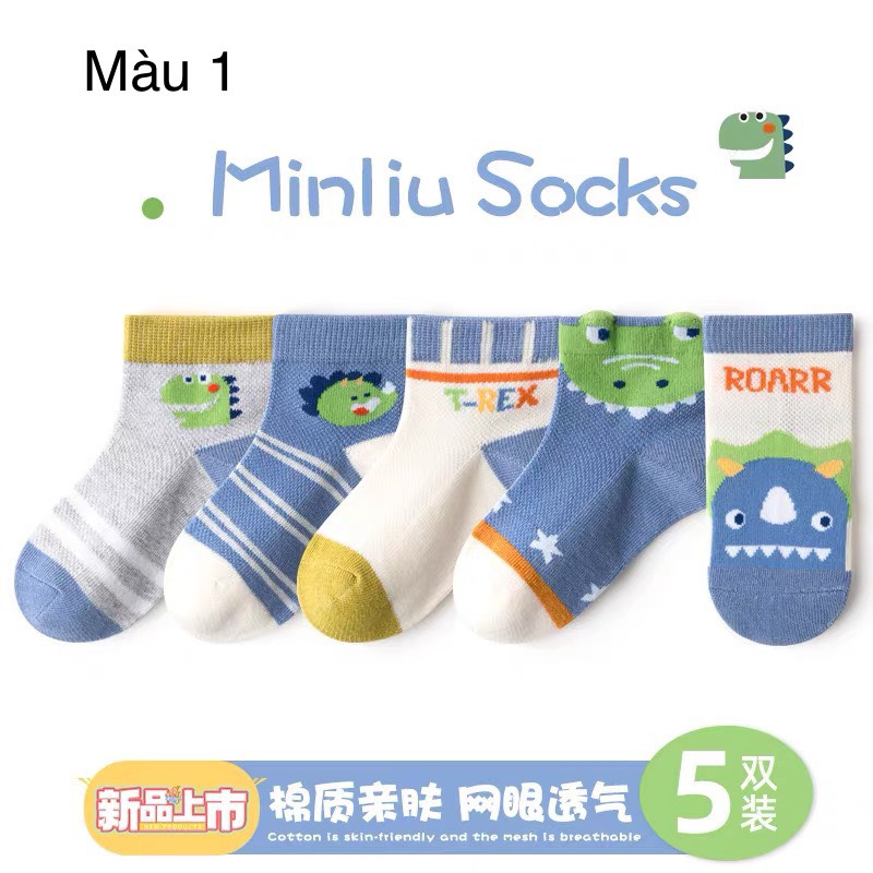 Set 5 tất lưới Minliu Kid Sock BT size 2-12y
