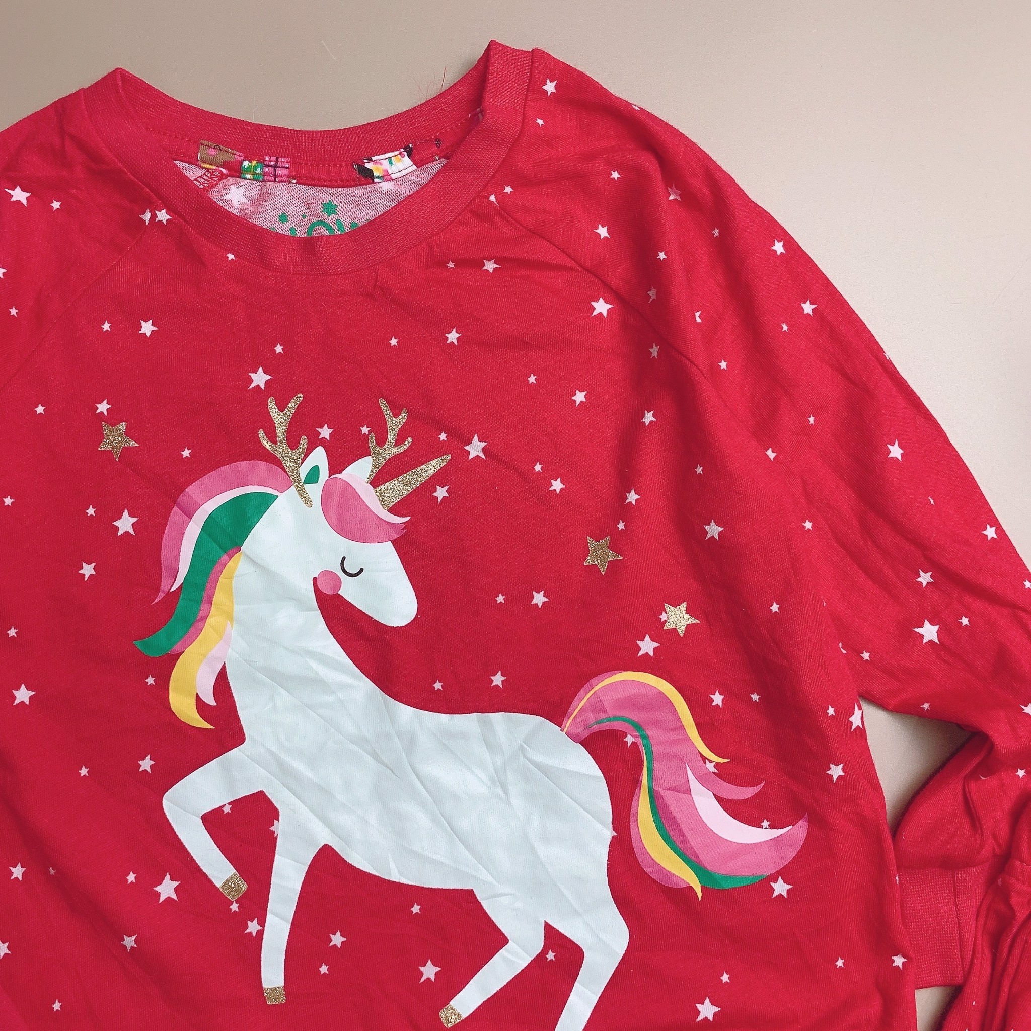 Bộ cotton Matalan bé gái - màu đỏ pony ngôi sao trắng