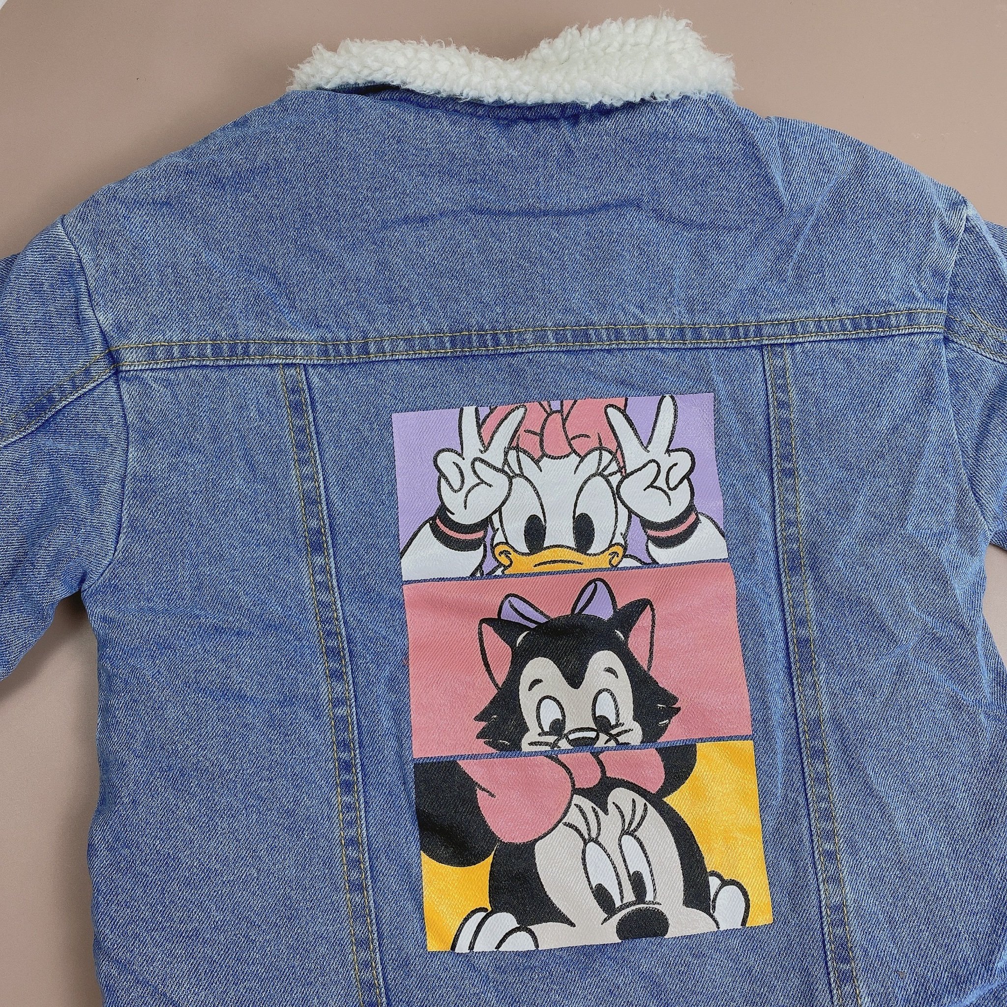 Áo khoác jean xanh lót lông cừu Kiabi Disney Minnie BG size 4 - 12y