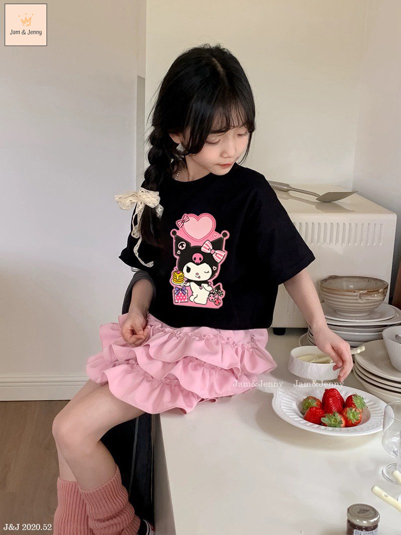 Set bộ Jam & Jenny áo đen Korumi + chân váy hồng BG size 2-12y