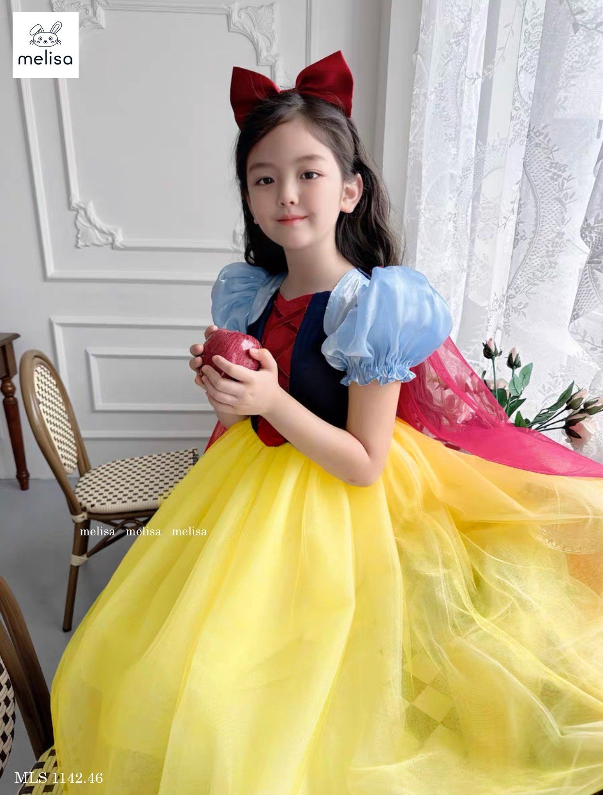 Váy công chúa bạch tuyết Melisa cho bé gái size 2-10y (ko kèm nơ)