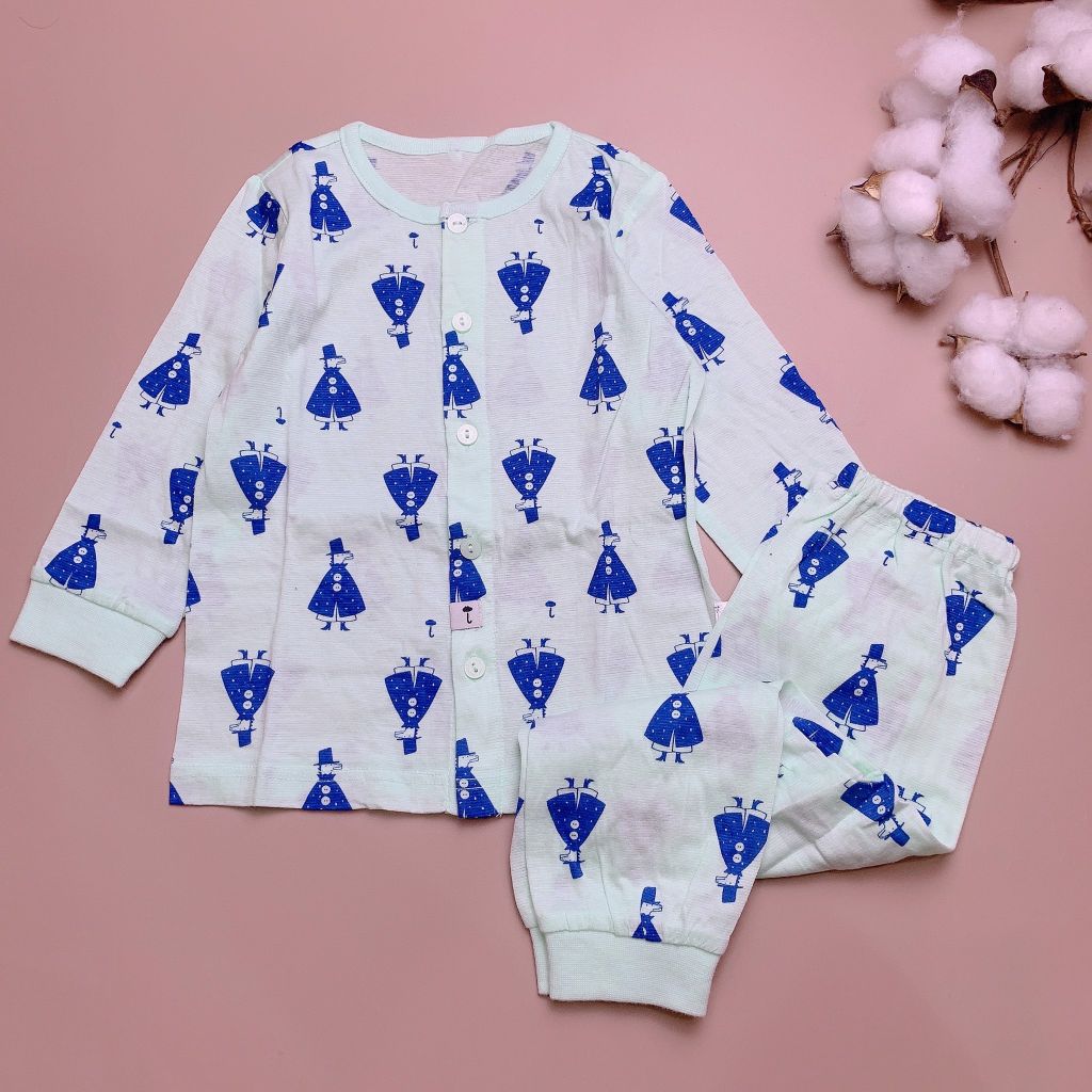 Bộ cotton giấy moimoln xuất Hàn - xanh cá sấu mặc áo