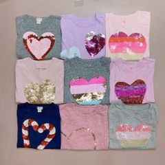 Áo cotton Crewcuts kim sa / nhũ nhiều hình trái tim size 5 - 16y