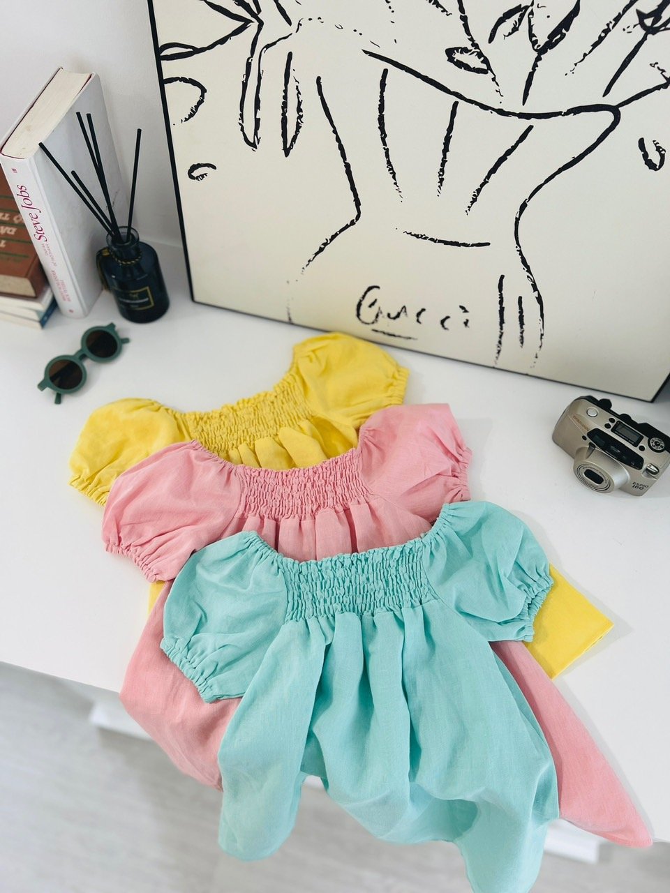 Váy đũi Harifa cổ vuông chun dáng xuông 1 - 6y