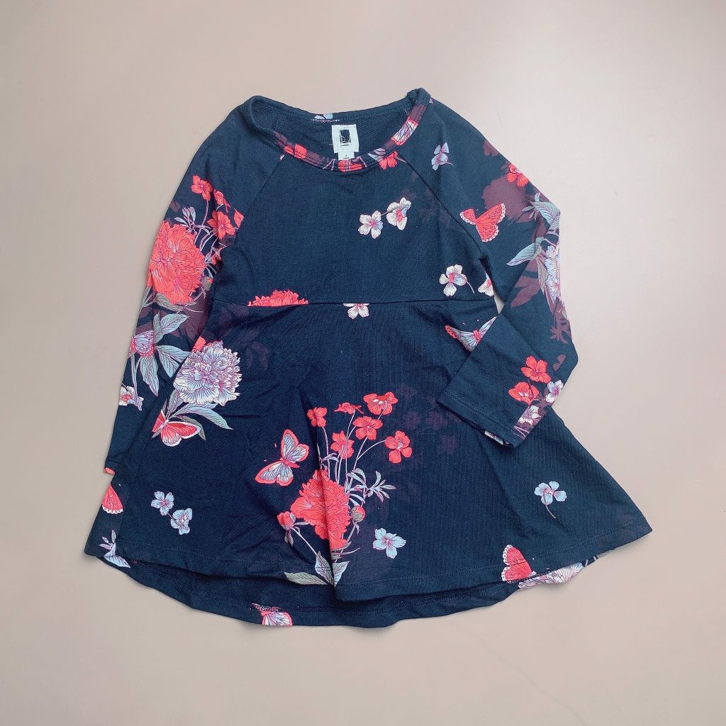 Váy nỉ da cá Babygap navy hoa bướm