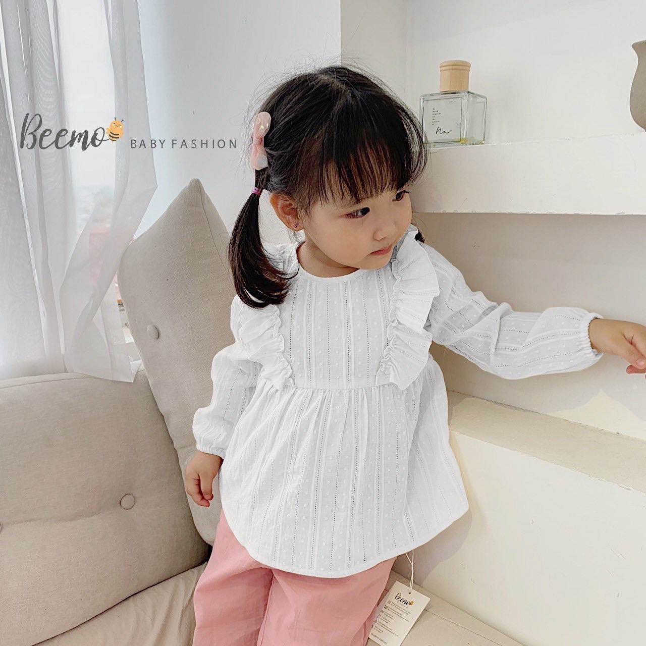 Áo sơ mi thô hạt gạo Beemo bèo vai ngực 3 màu
