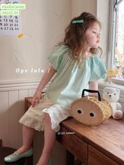 S4222 - Bộ Sofia Candy áo xanh mint + quần trắng BG size 1-10y