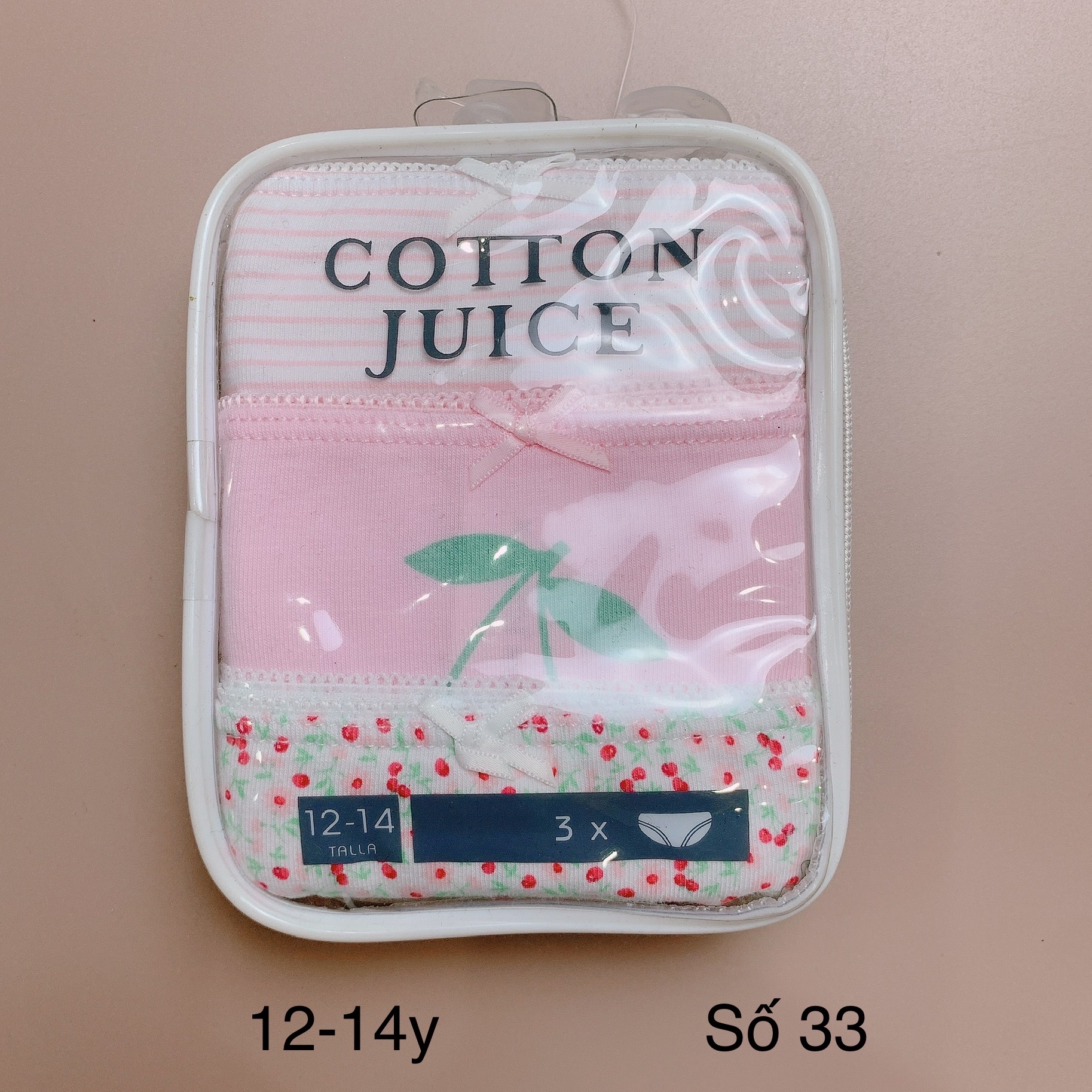 [12-14y] Set 3 quần chip Cotton Juice (số 31-40)