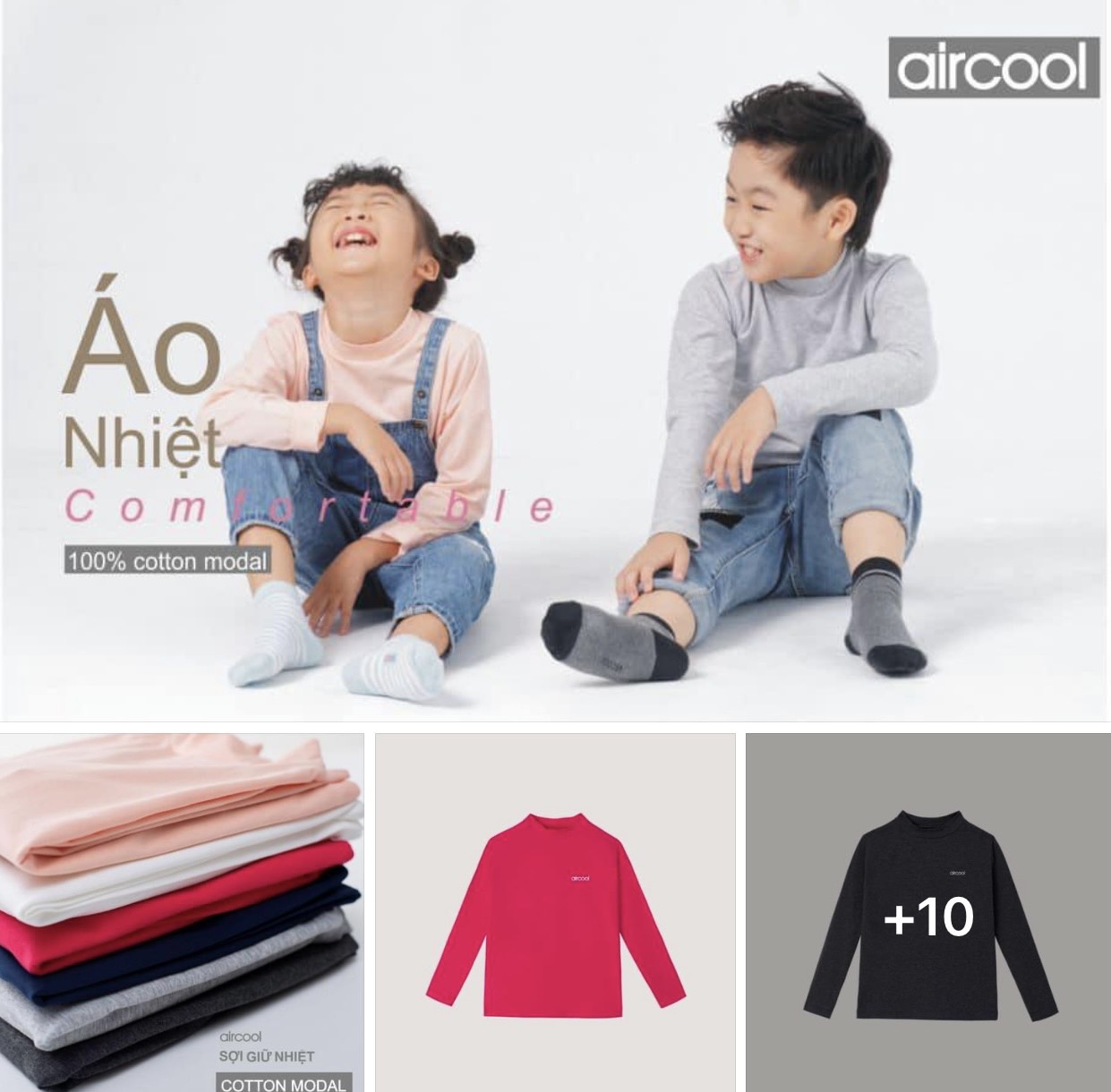 Áo giữ nhiệt cổ 3p Aircool BTBG size 2 - 14y