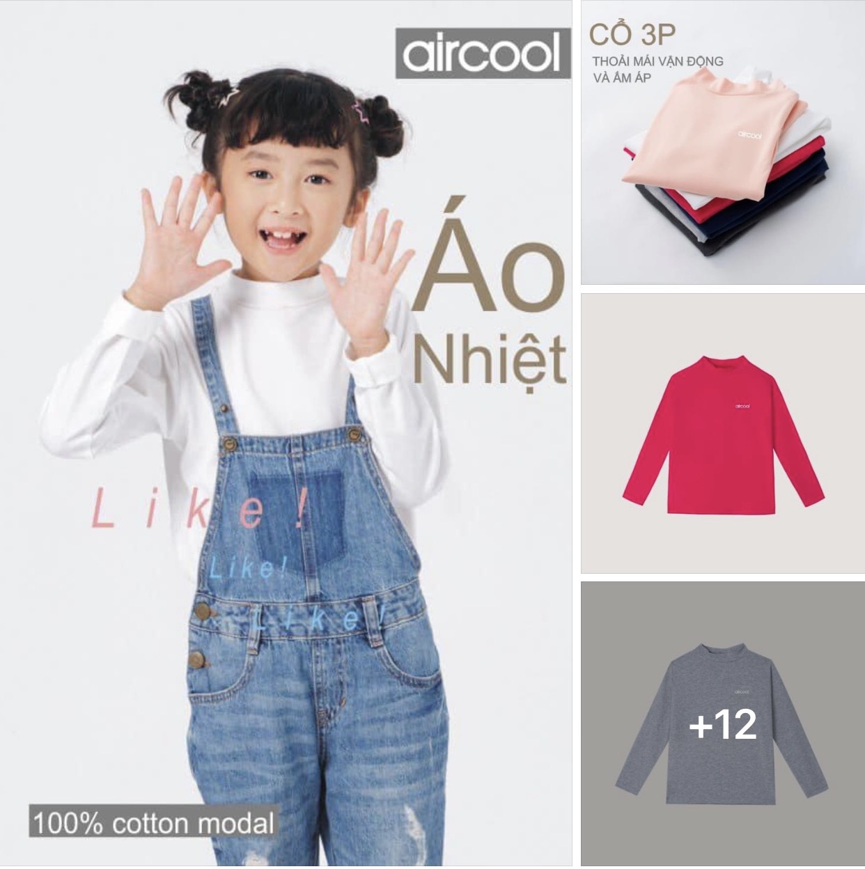 Áo giữ nhiệt cổ 3p Aircool BTBG size 2 - 14y