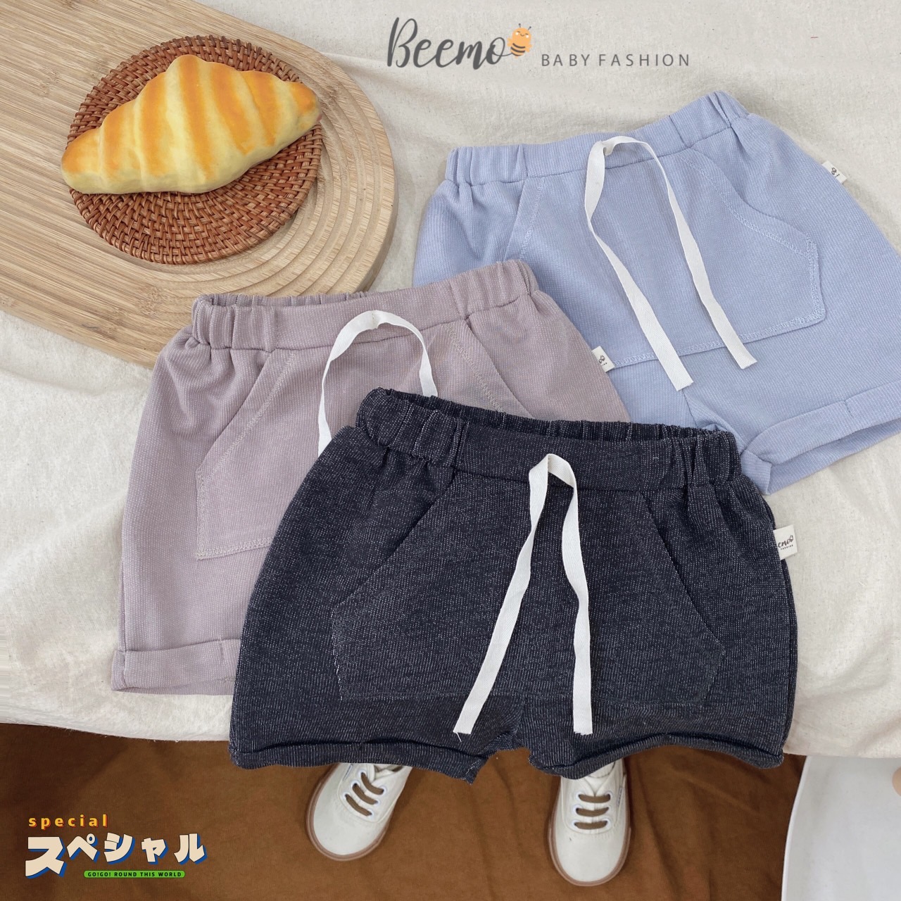 Quần short da cá Beemo đáp túi trước 3 màu BT
