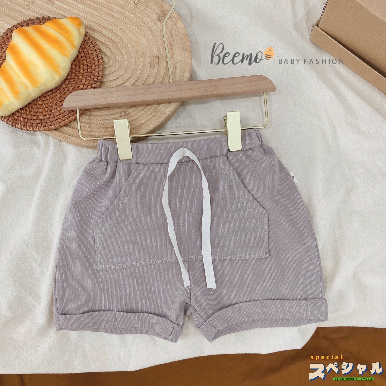 Quần short da cá Beemo đáp túi trước 3 màu BT