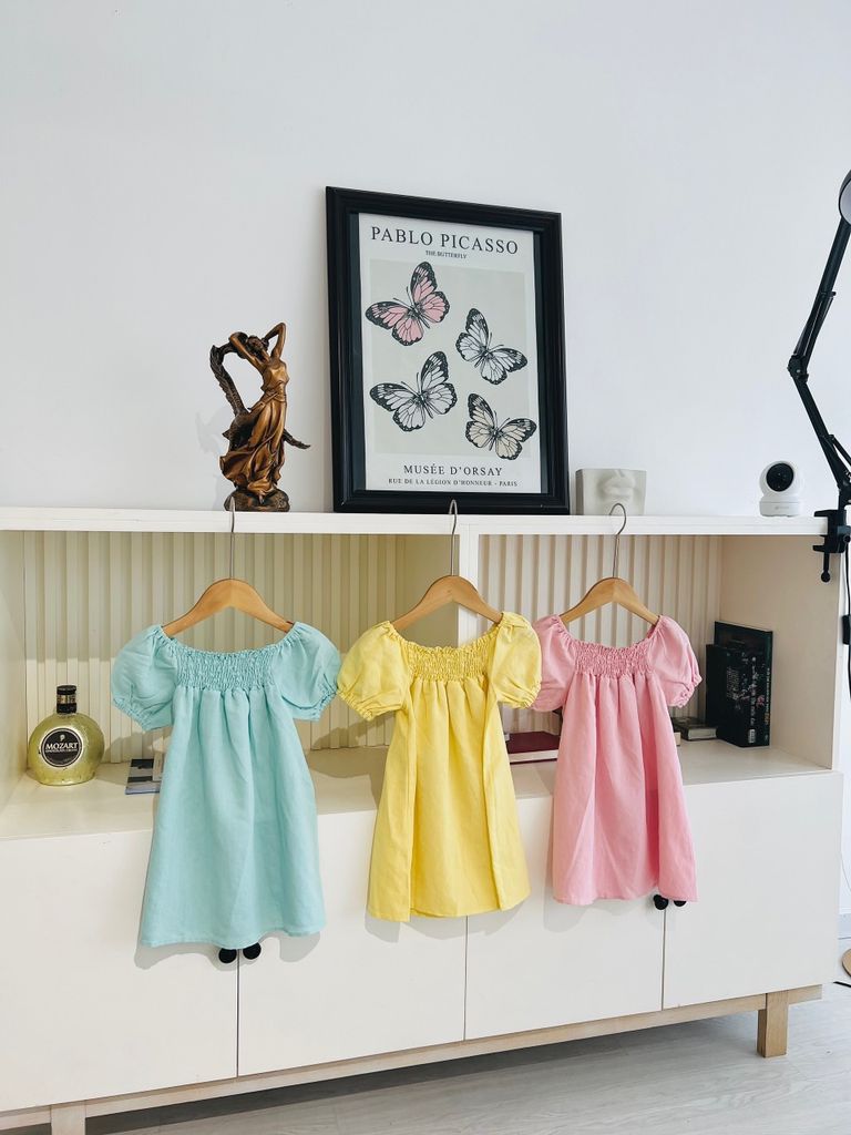 Váy đũi Harifa cổ vuông chun dáng xuông 1 - 6y