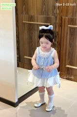 S5371 - Bộ Sofia Candy áo kẻ xanh phối chân váy trắng bé gái size 2-12y