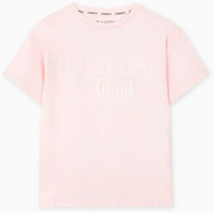 Áo cotton GGJJ thêu chữ ngực 3 màu Bé Gái size 2 - 10y