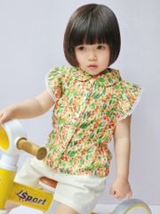 Áo sơ mi Toto xuất Hàn hoa cam xanh BG size 100-150