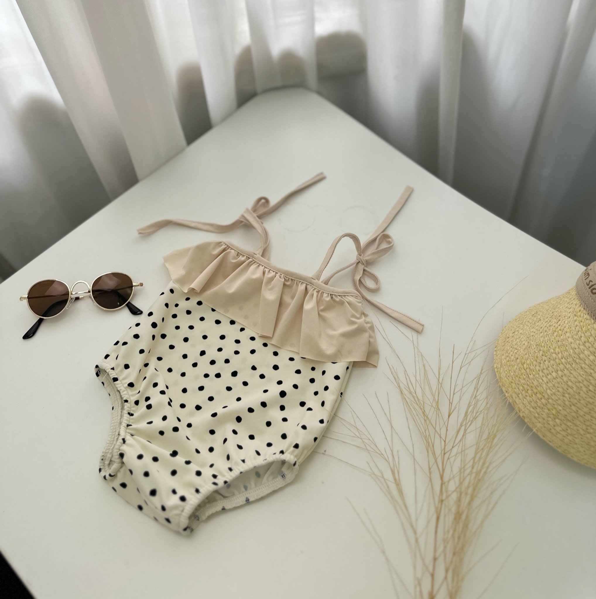 Bộ bơi liền Harifa buộc nơ vai bèo ngực 4 màu size 3m - 6y