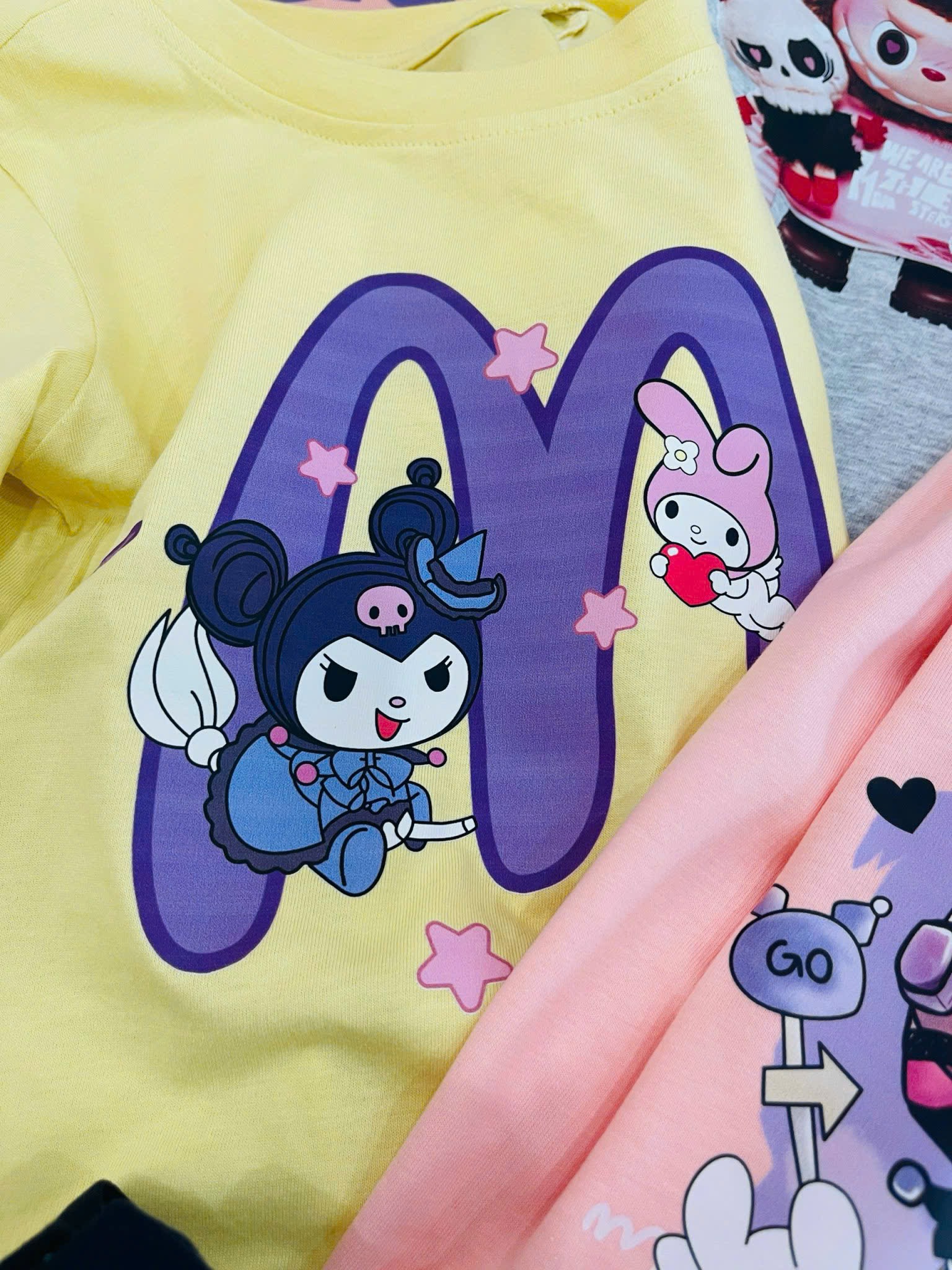 Bộ cotton HM vải dư dòng nhiều hình LABUBU / KUROMI size 2 - 12y