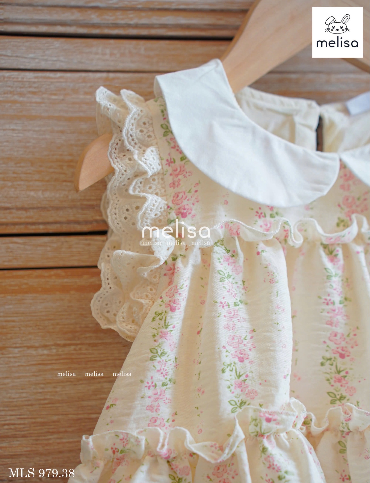 MLS 979 - Set bộ Melisa hoa nhí hồng leo vintage bé gái size 2-11y