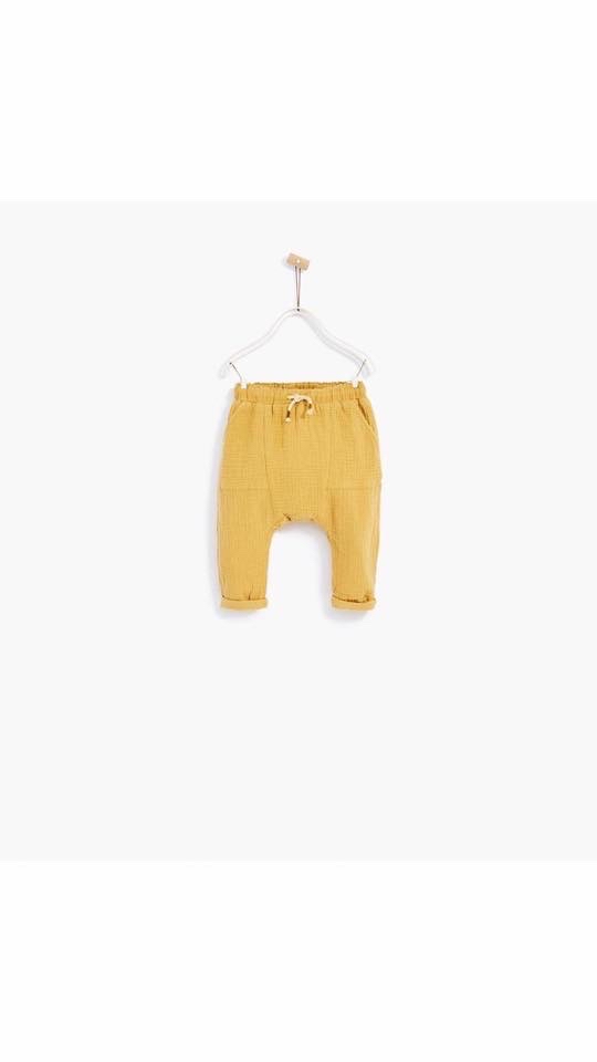 Quần vải xô muslin zara 2 màu vàng/hồng BTBG