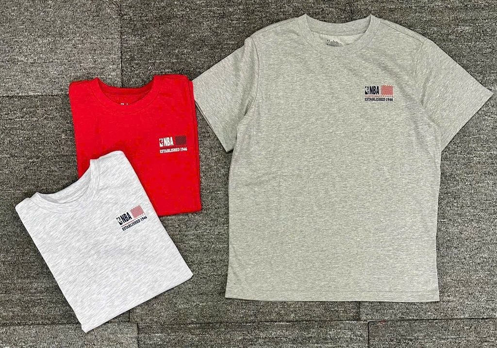 Áo cotton NBA dư xịn 3 màu logo ngực cho bé size 120-160