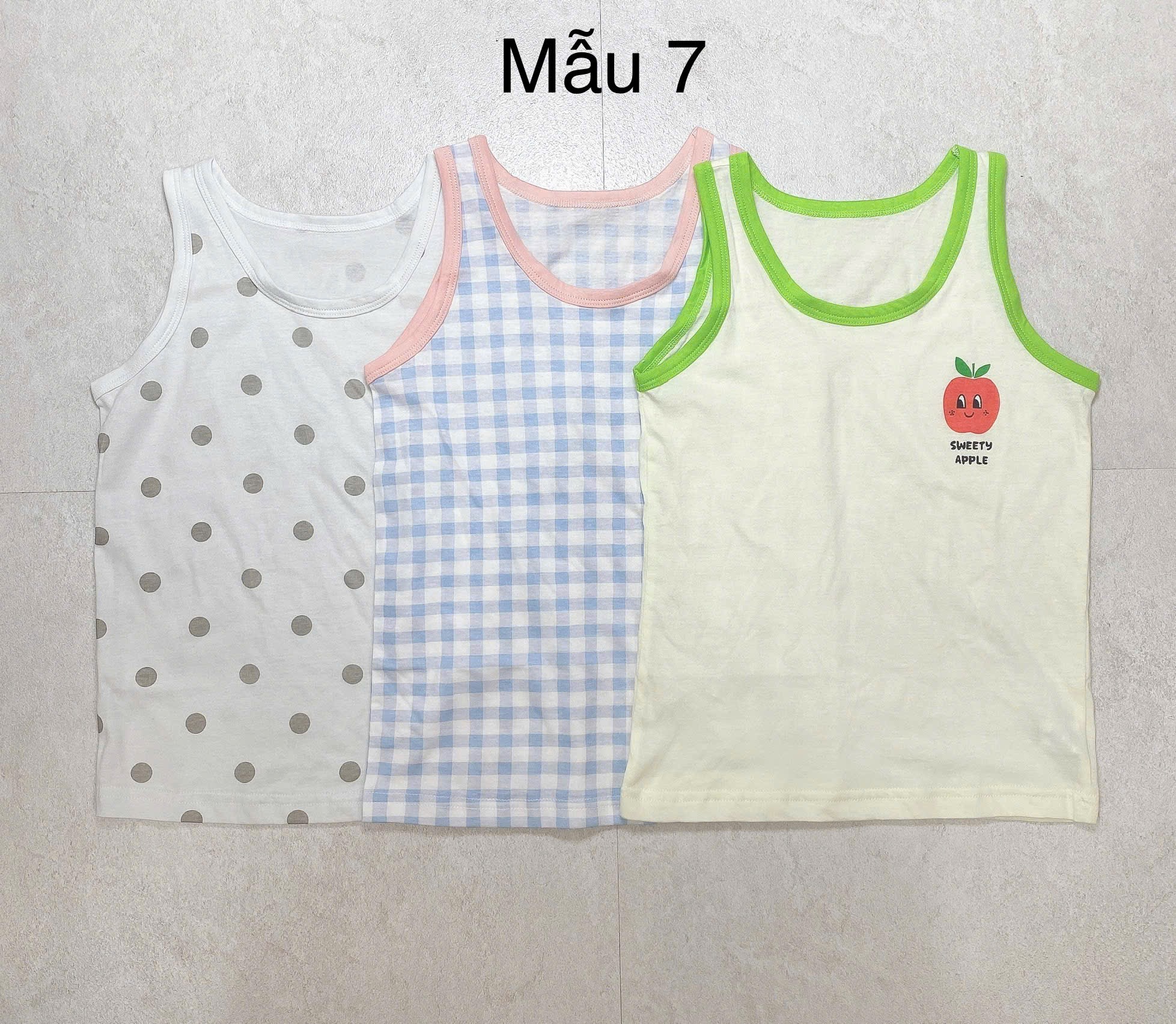 Set 3 áo sát nách MayKids cho Bé Gái size 55 - 85 ( 2 - 14y )